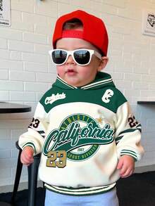 加州男童休闲宽松舒适日常针织长袖卫衣，适合秋冬季穿着 - 彩色 - 查看 1