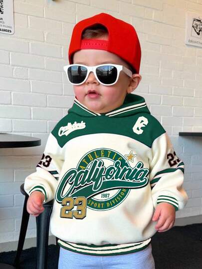 CALIFORNIA, Young Boys Casual Loose Comfortable Everyday Knit Long Sleeve Sweatshirt, Suitable For Autumn/Winter