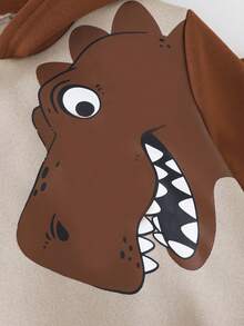 THE HAPPY LOOK 2pcs/Set Young Boy Cartoon Dinosaur Pattern Knit Soft Crew Neck Long Sleeve Pullover Sweatshirt And Elastic Waist Pants - Multicolor - View 5