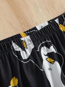 2pcs Toddler Boys' Long Sleeve Top And Pants Pajama Set Penguin Print Pajama Cute Pj Set - Black and White - View 6