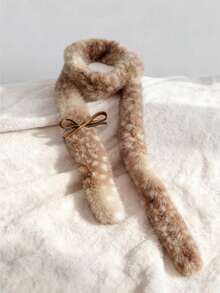 ROMWE Fairycore 1pc Cute Deer Plush Shawl, Sweet Animal Pattern Scarf, Warm & Fashionable Neck Wrap Accessory For Autumn/Winter