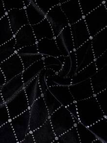 SHEIN Clasi Quần nhung đen cạp cao thanh lịch đính đá Rhinestone cho nữ, thích hợp mặc dự tiệc, mặc hàng ngày và nhiều dịp khác nhau, mùa thu/đông - màu đen - Xem 12