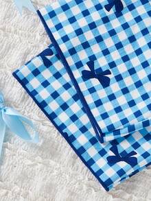 Genkimix Kids 女学生睡衣套装，可爱蝴蝶格子印花长裤和开衫，长袖休闲两件套家居服，适合青少年女孩 - 彩色 - 查看 8