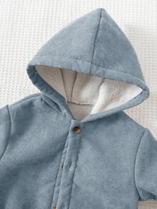Cozy Pixies 男婴纯色连帽长袖夹克，百搭舒适 - 霧霾藍 - 查看 7