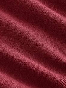 SHEIN MOD Áo len cardigan không tay cổ chữ V khoét sâu cỡ lớn, trang phục công sở thanh lịch cho mùa thu/đông - Màu Đỏ Sâu - Xem 4