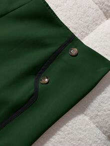 GlowEve CURVE Plus Size Women Casual Contrast Trim Straight Leg Pants - Dark Green - View 6