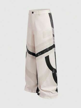 Street Life Pantaloni casual larghi e ampi da uomo con bottoni e patchwork