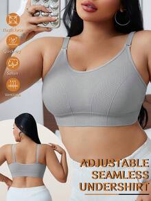 1pc Plus Size Women Seamless Comfort Sleepwear Camisole - Light Grey - View 4