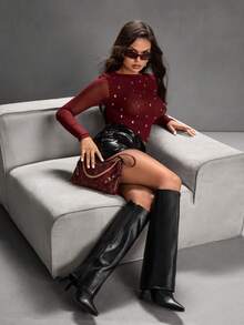 CUCCOO SZL Women's Fashion Thigh High Boots, Versatile & Knee-Length For Christmas