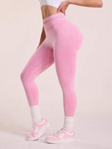 Sovereign Charm Women's Seamless High Elasticity Sports Fitness Leggings Yoga Pants - Pink - View 5