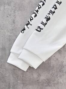 PAVTROS 男童字母印花插肩袖拉链休闲卫衣，秋冬季 - 白色 - 查看 8