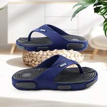 Chanclas de masaje para hombres | Chanclas de dedo antideslizantes con colores contrastantes modernos, versátiles para casa, exterior, playa y fiestas, chanclas casuales cómodas y de moda en México - NAVY GREY - Ver 6