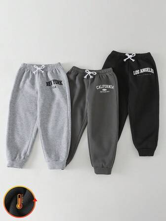 THE HAPPY LOOK 3pcs Set: Young Boy Letter Pattern Knit Soft Elastic Waist Pants