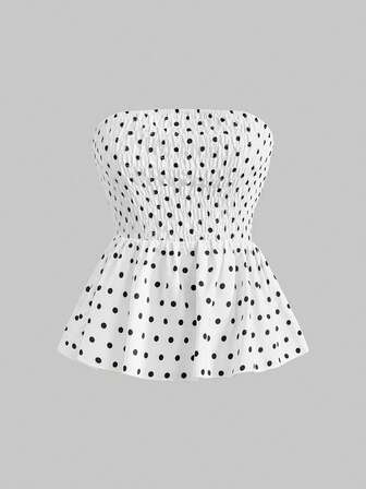 J-Fashion Damen modischer, sexy Polka Dot Muster Bandeau-Top