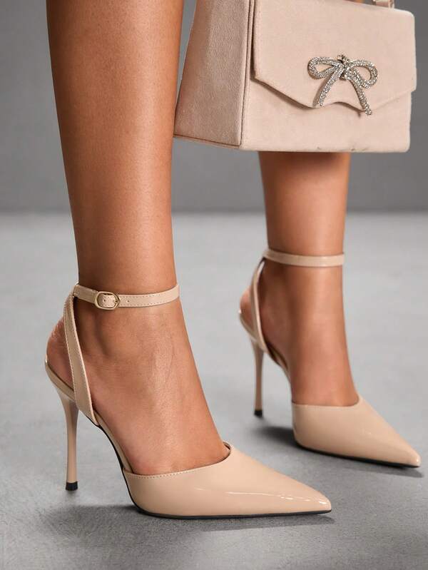 CUCCOO SZL Tacones de aguja con correa de tobillo de punta fina para mujer, adecuados para ir al trabajo, citas, fiestas, bodas y otras ocasiones