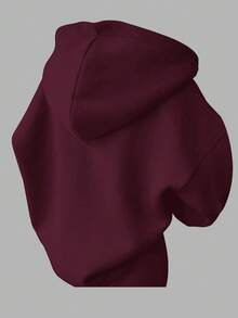 SHEIN EZwear EZwear 女士休闲宽松长袖连帽卫衣，紫红色，饰有纽约字母印花和口袋，适合秋冬季穿着。 - 中紫紅色 - 查看 2