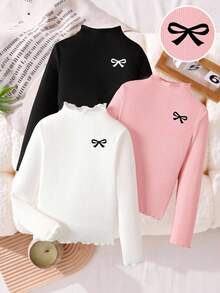 SHEIN 3pcs/Set Young Girl Casual Comfortable Long Sleeve T-Shirts, Buy 1 Get 2 Free - Multicolor - View 1