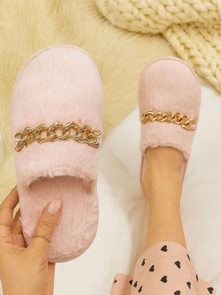 PANTUFLA DE CASA MUJER, COMODAS, MODA, ANTIDESLIZANTE, AFELPADAS, CALIENTITAS, NAVIDEÑAS - Rosa - Ver 1