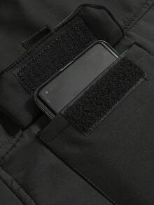 Manfinity Homme Áo khoác nam dài tay, màu trơn, có mũ, khóa kéo và túi, kiểu dáng thường ngày. - màu đen - Xem 4