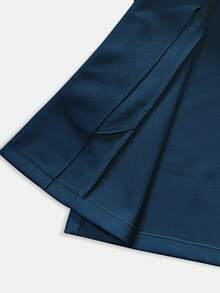 SHEIN PETITE 女士纯色简约日常纽扣装饰长袖外套 - 霧霾藍 - 查看 6