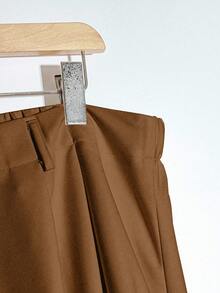 Franclia Plus Size Women's French Button Decor A-Line Skirt Brown Belted Skirt Brown Pleated Skirt Earth Tone Skirt Long Brown Skirt Brown Maxi Skirt