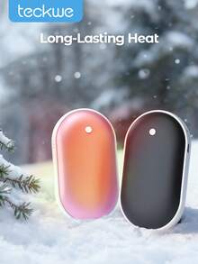 Teckwe 双面加热暖手宝，可充电便携式口袋暖手宝，持久保暖，冬季户外露营必备