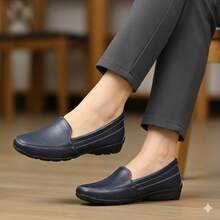 zapatos para dama en piel de borrego - Azul - Ver 1