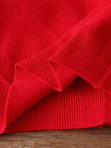 Tween Girls Sweater Set,Red And White Striped,Autumn,Cute,Holiday,Back-To-School Crew Neck Button Long Sleeve Knitted Top With Bow&Pleated Mini Skirt - Red - View 6