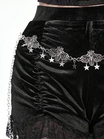 Fairycore Vintage Skeleton & Butterfly Design Women Waist Chain, Halloween