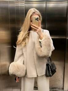 Serisse Fall Winter 2025 Women Women's Fashionable And Elegant Button Cuff Overcoat, Neutral For Women, Neutral, Bell Sleeve - Apricot - View 1