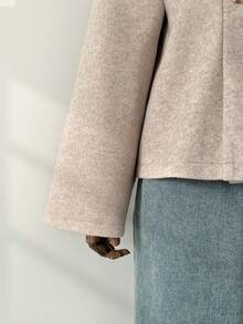 Auralis Plus-Size Women's Autumn/Winter Fashionable Casual Loose Comfortable Everyday Warm Apricot Long-Sleeved Button-Down Coat, Women's Winter Jacket ,Simple Style