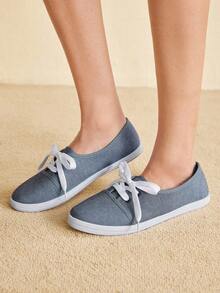 CUCCOO EASI New Low-Top Canvas Shoes, Flat Casual Women Shoes, Slip-On Cloth Shoes, Fashionable White Sneakers - Grey - View 2