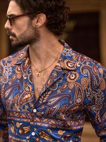 Manfinity VCAY Men's Casual Printed Simple Daily Long Sleeve Shirt Tarte Mcrae Ronaldo Malachi Barton - Multicolor - View 2