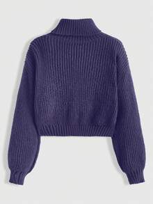 ROMWE Goth Plus Size Moth & Butterfly Vine Embroidered Pullover Sweater, Vintage Purple Embroidered Christmas Sweater, Plus Size Women Pullover Sweater - Purple - View 2