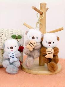 Joivida 1pc Cute Plush Otter Holding Fish Doll Doll Pendant, Bag Charm, Keychain Halloween Accessories Teachers Day Christmas Gift Ideas
