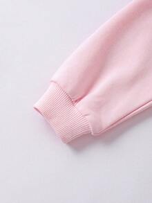 My Little Pony X SHEIN 小女孩卡通可爱粉色小马、彩虹、爱心印花荷叶袖卫衣，秋冬款