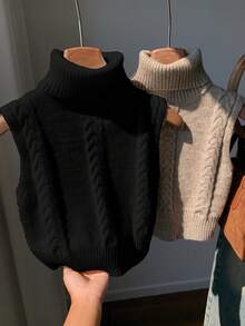 Comfortcana 休闲纯色高领无袖针织上衣套装，秋冬款 - 彩色 - 查看 4