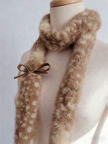 ROMWE Fairycore 1pc Cute Deer Plush Shawl, Sweet Animal Pattern Scarf, Warm & Fashionable Neck Wrap Accessory For Autumn/Winter