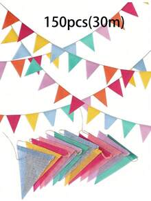 20条4.5米加厚亚麻可重复使用复古亚麻三角旗 - 生日装饰、圣诞节装饰、派对装饰、节日装饰、教室装饰、毕业典礼装饰、嘉年华装饰、万圣节装饰、周年纪念装饰 - 彩色 - 查看 18