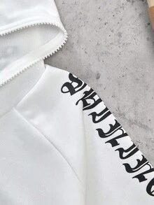 PAVTROS 男童字母印花插肩袖拉链休闲卫衣，秋冬季 - 白色 - 查看 5