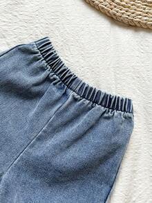 Vintaside Kids 男婴牛仔T恤套装（2件套），黑白条纹绒面面料，春、秋、冬三季保暖，乡村风格，时尚休闲 - 黑與白 - 查看 9