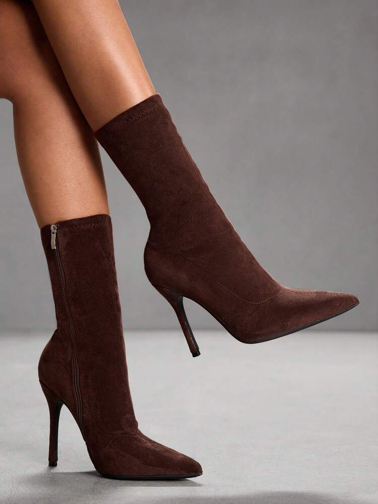 CUCCOO SZL Women's Pointed Toe Stiletto Ankle Boots, Fashionable For Commuting, Dating, Party, Vacation For Christmas Spring Shoes - Brown - View 1