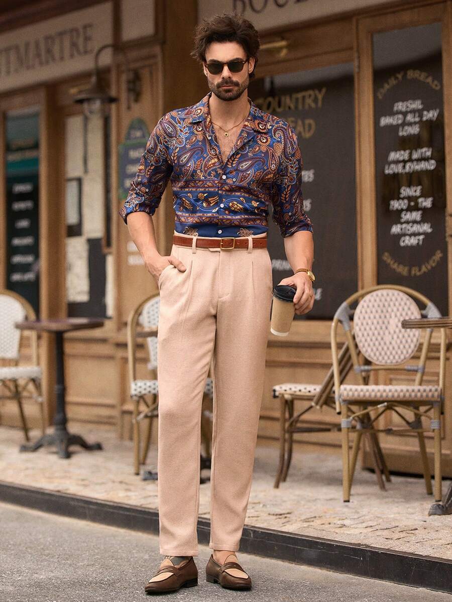 Manfinity VCAY Men's Casual Printed Simple Daily Long Sleeve Shirt Tarte Mcrae Ronaldo Malachi Barton - Multicolor - View 1