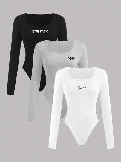 SHEIN Girlism Teen Girls Casual Printed Square Neck Jumpsuit Winter Suitable For Daily, Celebration, Autumn & Winter Outfits For Easy Comfort, Autumn & Winter Layers For Girls, Stylish Girls