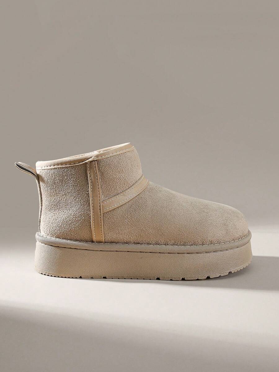 Solecia 女士时尚百搭厚底雪地靴，冬季必备 - 米色 - 查看 1