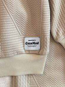 PrepCrw 2pcs/Set Boys' Collegiate Style Letter Print Long Sleeve Sweatshirt And Sweatpants Set - Khaki - View 4