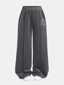 SHEIN Girlism 少女连帽衫和卫衣套装，休闲宽松加厚圆领卫衣搭配褶皱阔腿运动裤，适合秋冬、春夏三季，街头风、基础款、日常百搭，适合各种运动场合、返校季、学院风。 - 深灰色 - 查看 15