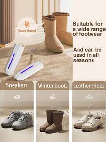 Teckwe Electric Shoe Dryer, Boot Dryer, Portable Footwear Dryer Machine With Hours Timer For Rainy Seasons, Warmer Drying For Shoes, Gloves, Socks, Ski Boots, White - White - View 2