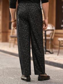 Manfinity VCAY Stylish Men's Long Black Wide Leg Pants With Woven Fabric Colorblock Pattern And Glamorous Disco Zipper - Black - View 2