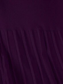 Franclia 新款褶裥拼接针织半身裙，高腰显瘦毛衣裙，A字休闲女裙 - 紫色 - 查看 3